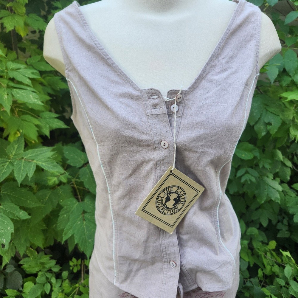 The Earth‎ Collection Cotton Silk Tank Top Button Down Womens L/2X